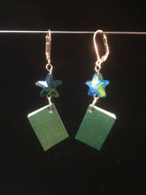 Load image into Gallery viewer, These leverback earrings are made from minature books.  Yes you can write in them!  So take care of them as they are paper.  The cover can be scribed with upto 10 characters.