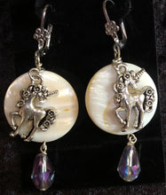 Load image into Gallery viewer, Unicorn on Paua Shell Earrings