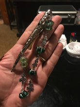 Load image into Gallery viewer, Glass Bead and Oak Leaves Dangly Jumbo Steel Hair Clip