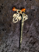 Load image into Gallery viewer, Dragons Afire Black Carved Bone Hairstick