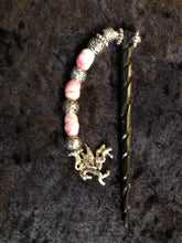 Load image into Gallery viewer, Pink Pegasus Black Spiral Bone Hairstick