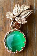 Load image into Gallery viewer, Green Chatoyant Glass and Copper Leaf Necklace