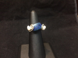 Chrysocolla with Textured Swirls and Pearls Sterling Silver Wire Wrapped Ring