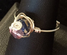 Load image into Gallery viewer, Blue Shell Sterling Silver Wire Wrapped Ring
