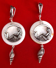 Load image into Gallery viewer, Reclining Mermaid on Paua Shell Earrings