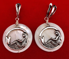 Load image into Gallery viewer, Reclining Mermaid on Paua Shell Earrings