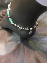 Load image into Gallery viewer, Delicate stainless steel charms dangle from sturdy stainless steel chain, accented by glass fish beads and jasper beads in this rust-resistant anklet that can stay with you throughout all your adventures. Variations: (A) Green, (B) White