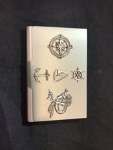 Load image into Gallery viewer, Silver Tone Business Card Case with Mermaid and Compass Rose
