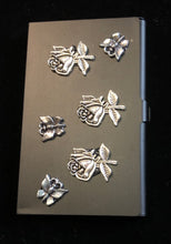 Load image into Gallery viewer, Flat Black Business Card Case with Butterflies in the Rose Garden