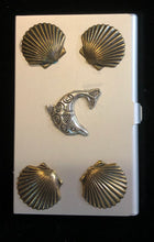 Load image into Gallery viewer, Silver Tone Business Card Case with Leaping Dolphin