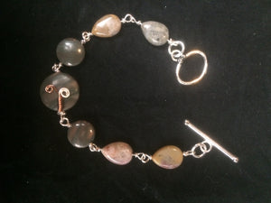 Copper Sprout Wire Wrapped Agate Bracelet