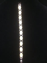 Load image into Gallery viewer, Dollhouse wallpaper forms the backing on the glass cabochons for this 7.5&quot; bracelet. Do not get this bracelet wet, or the paper backing will disintegrate! Variations: (A) Grey, (B) Pink, (C) Green, (D) Blue, (E) Yellow, (F) Mixed