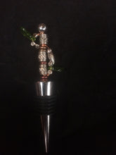 Load image into Gallery viewer, Plated metal beads, glass leafs, and wire are used to represent an owl perching on a brach of a tree in summer.