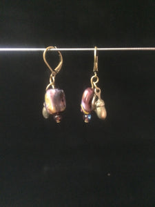 Purple Leaves and Acorns Leverback Earrings