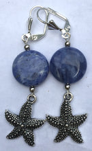Load image into Gallery viewer, Sodalite and Sea Life Charm Dangle Earrings