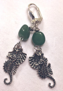Sea Life Charms with Aventurine Leverback Earrings