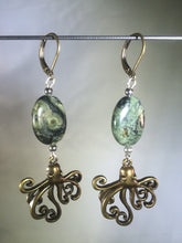 Load image into Gallery viewer, Octopi with Serpentine Leverback Earrings