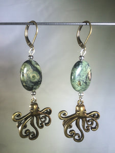 Octopi with Serpentine Leverback Earrings