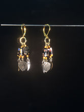 Load image into Gallery viewer, Black Millefiore with Leaves Chandelier Earrings