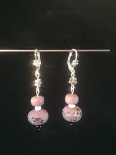 Load image into Gallery viewer, Swirly Purple Matte Glass Bead Earrings