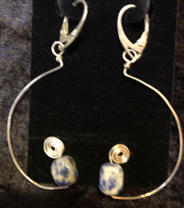 Fine Silver Large Comma and Sodalite Earrings