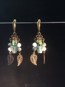 Butterflies and Leaves Chandelier Earrings