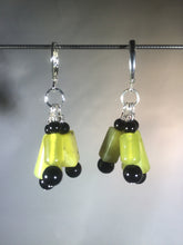 Load image into Gallery viewer, Green and Black Abstract Dangly Korean Jade Earrings