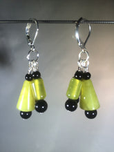 Load image into Gallery viewer, Green and Black Abstract Dangly Korean Jade Earrings