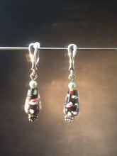 Load image into Gallery viewer, Flowery Glass Eggplant Drop Earrings