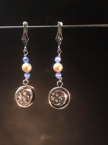 Earrings for Moon and Mother of Pearl Necklace