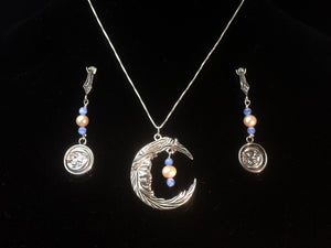 Earrings for Moon and Mother of Pearl Necklace