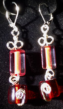 Load image into Gallery viewer, Red Rectangles and Cylinders Earrings