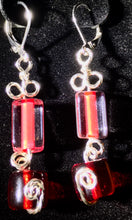 Load image into Gallery viewer, Red Rectangles and Cylinders Earrings