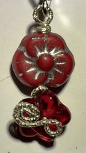 Load image into Gallery viewer, Red Glass Flowers with Silver Earrings