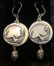 Load image into Gallery viewer, Reclining Mermaid on Paua Shell Earrings