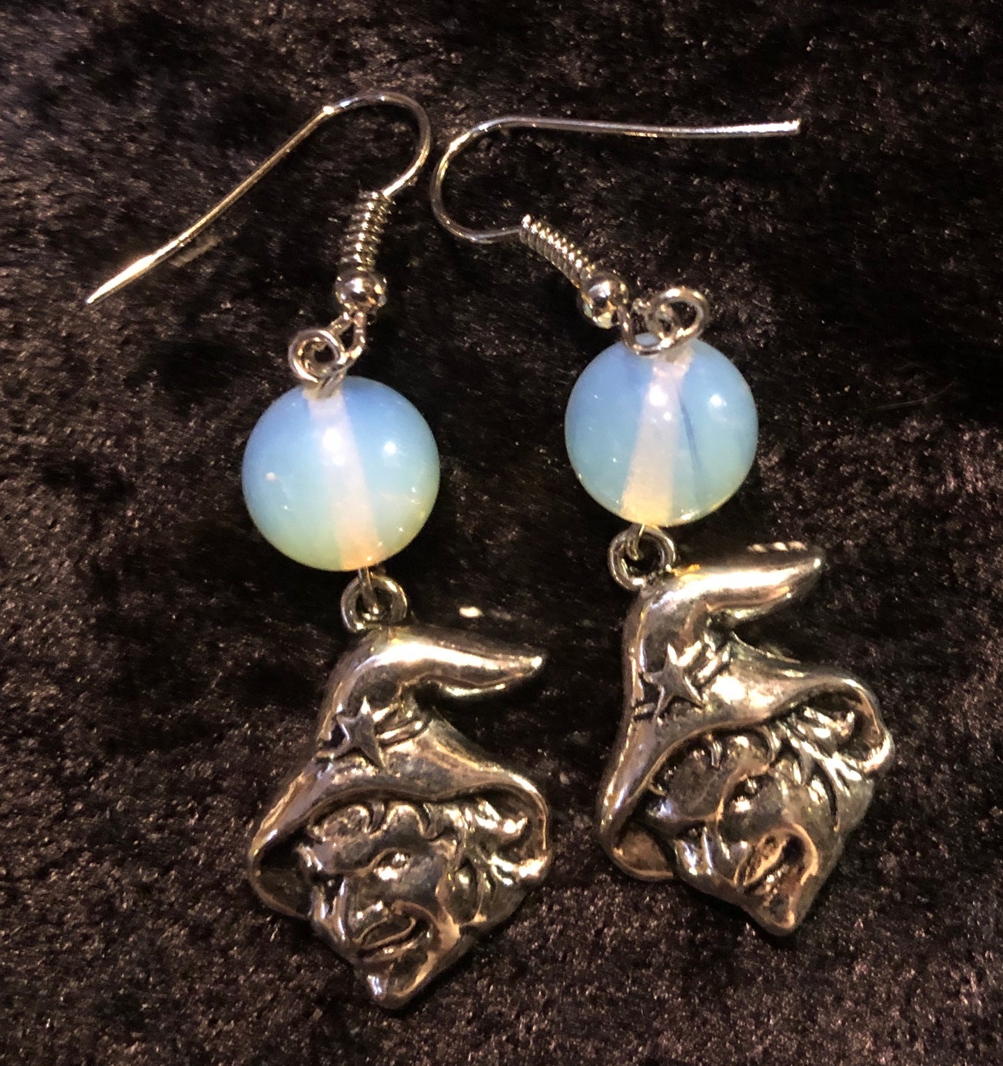 Witch with Opalite Moon Glass Earrings