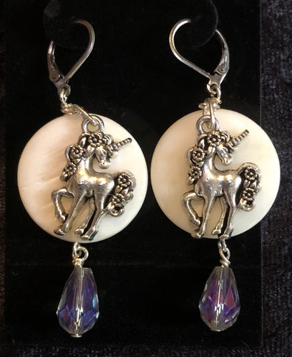 Unicorn on Paua Shell Earrings