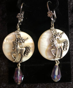 Unicorn on Paua Shell Earrings