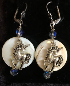 Unicorn on Paua Shell Earrings