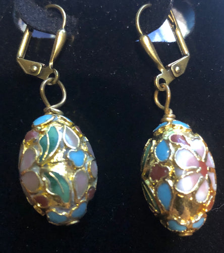 Antique Cloisonne Drop Earrings
