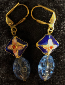 Blue Antique Cloisonne Drop Earrings