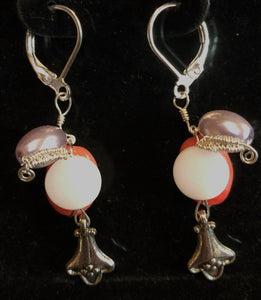 Morning Glory with Wire Leaves Earrings