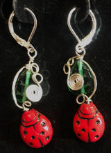 Load image into Gallery viewer, Glass Ladybugs in the Garden Earrings
