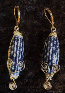 Vermeil with Antique Cloisonne Leverback Earrings