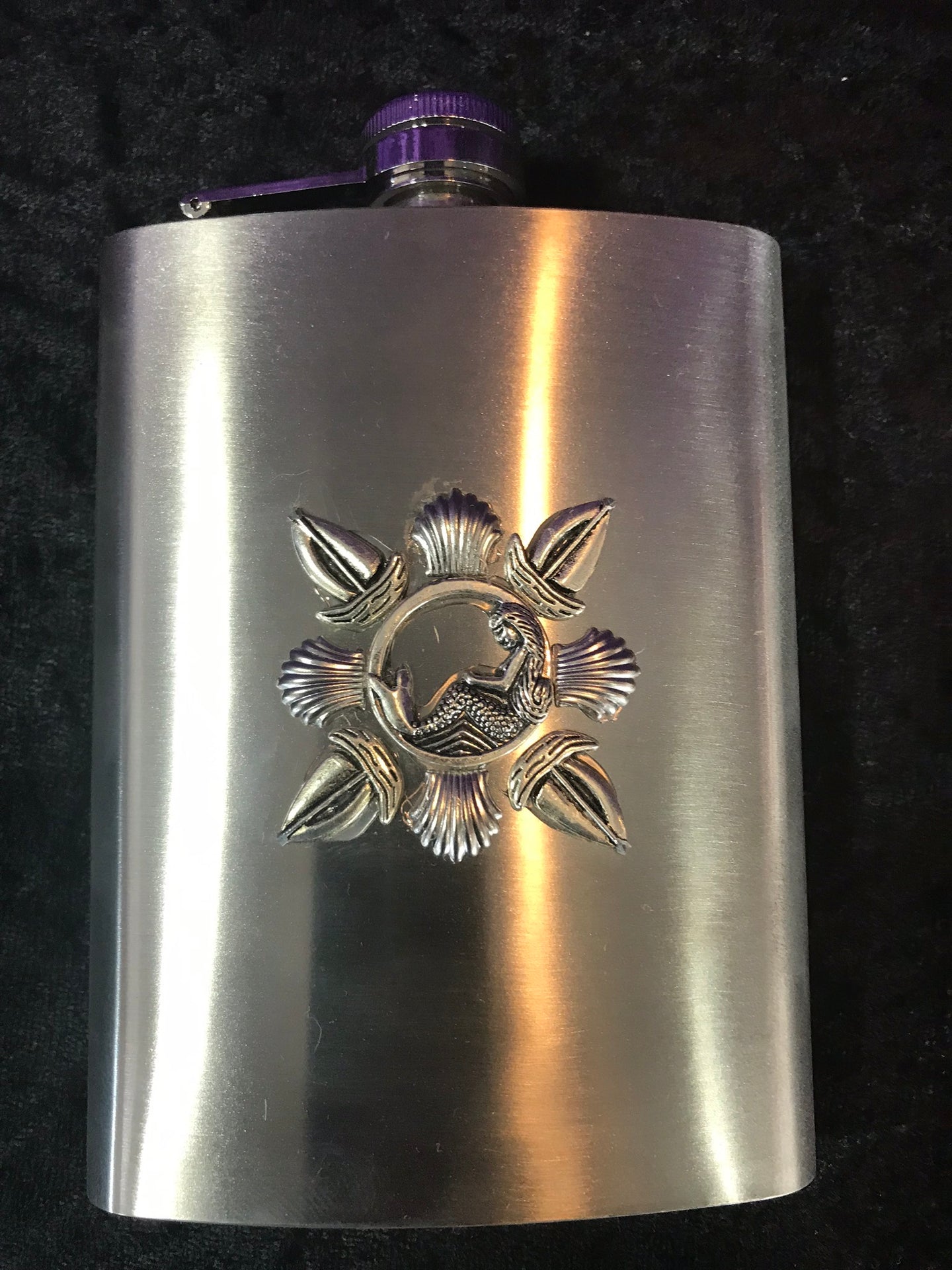 Mermaid Among Sailboats Stainless Steel Hip Flask