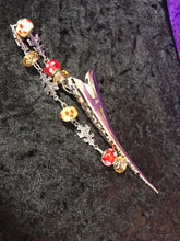 Load image into Gallery viewer, Glass Bead and Autumn Leaves Dangly Jumbo Steel Hair Clip