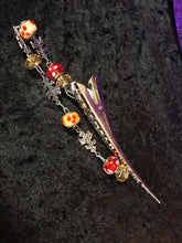 Load image into Gallery viewer, Glass Bead and Autumn Leaves Dangly Jumbo Steel Hair Clip
