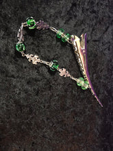 Load image into Gallery viewer, Glass Bead and Oak Leaves Dangly Jumbo Steel Hair Clip