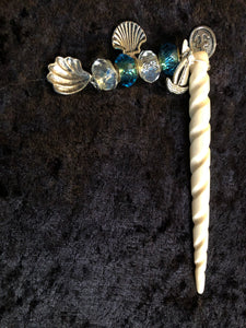 Seashells under the Sailboat Dangly White Spiral Hair Stick