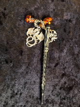 Load image into Gallery viewer, Dragons Afire Black Carved Bone Hairstick